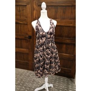 Pinky Women Dress Large Zipper‎ Front Zebra Animal Safari Print Racer Back Brown